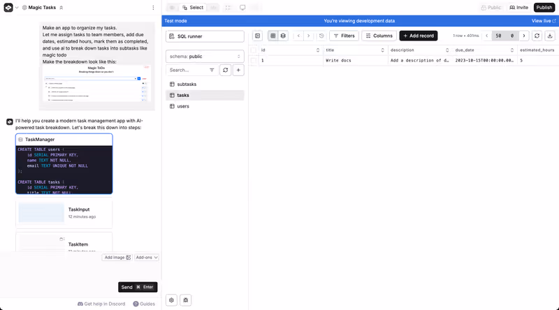 Built-in database viewer