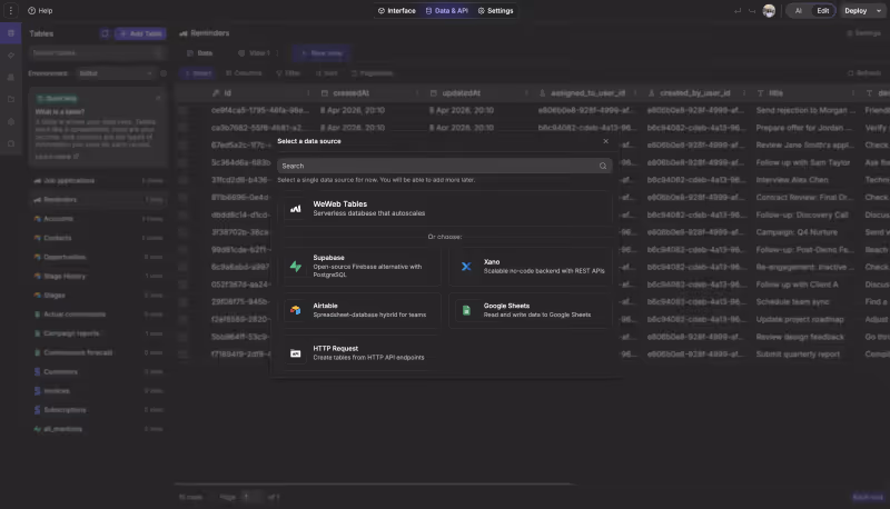 WeWeb screenshot